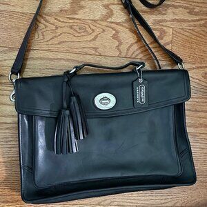 Coach Black Leather Slim Briefcase Small Shoulder Bag A1369-23703